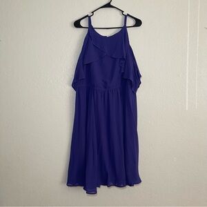 Torrid Purple Dress Women 2X Cold Shoulder Short Sleeve Elastic Waist